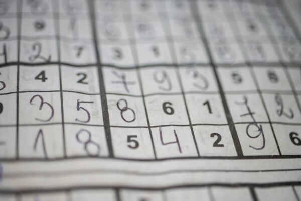 A close up of a number line on a sheet of paper